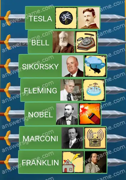 Answers to the game Word Logic Castle 4 They changed the world