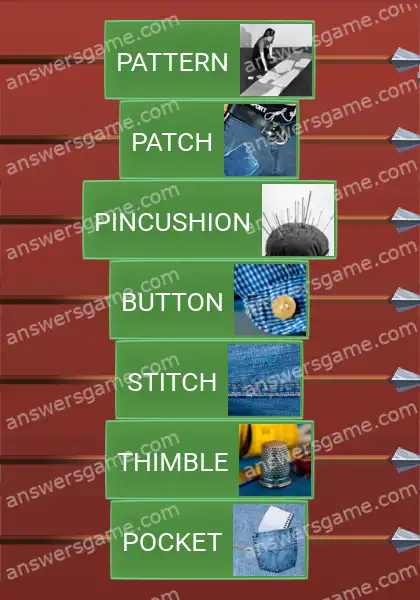 Answers to the game Word Logic Castle 4 Sewing