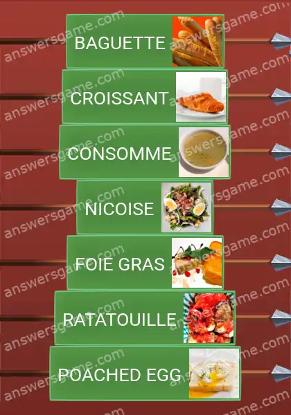 Answers to the game Word Logic Castle 4 French restaurant