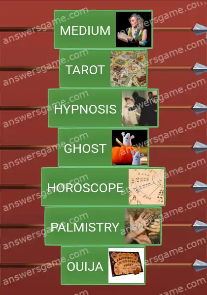 Answers to the game Word Logic Castle 4 Paranormal