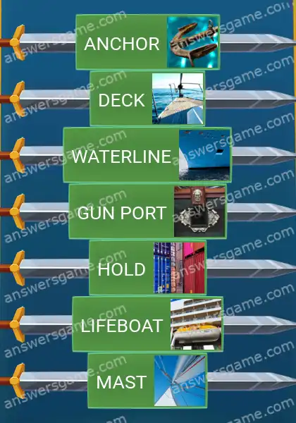 Answers to the game Word Logic Castle 4 Taking the ship apart