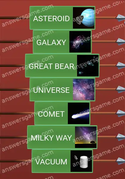 Answers to the game Word Logic Castle 4 Outer space