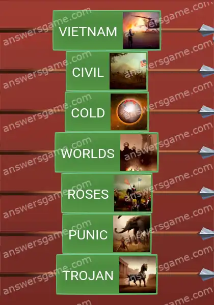 Answers to the game Word Logic Castle 5 War