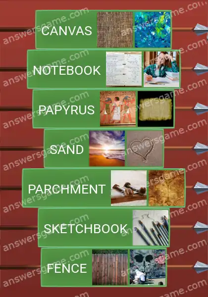 Answers to the game Word Logic Castle 5 Where to draw or write on