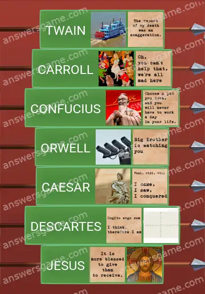 Answers to the game Word Logic Castle 5 Immortal quotes