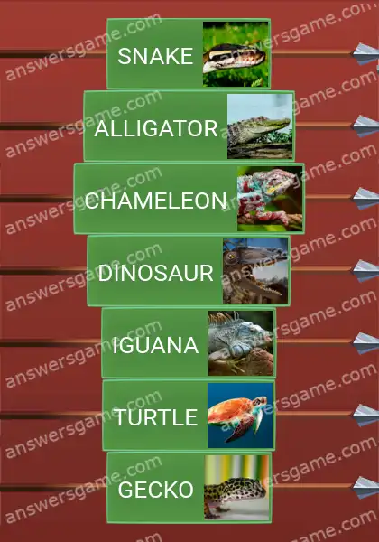 Answers to the game Word Logic Castle 5 Reptiles
