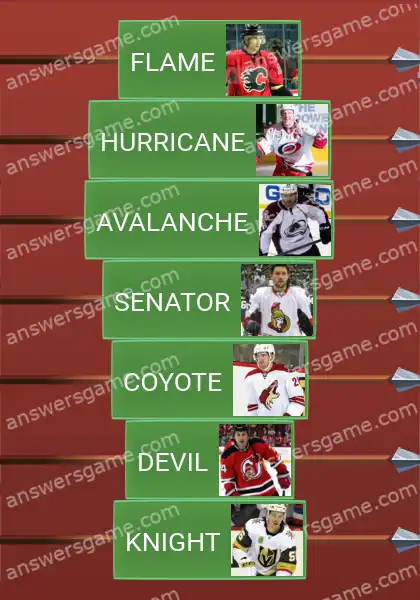 Answers to the game Word Logic Castle 5 NHL