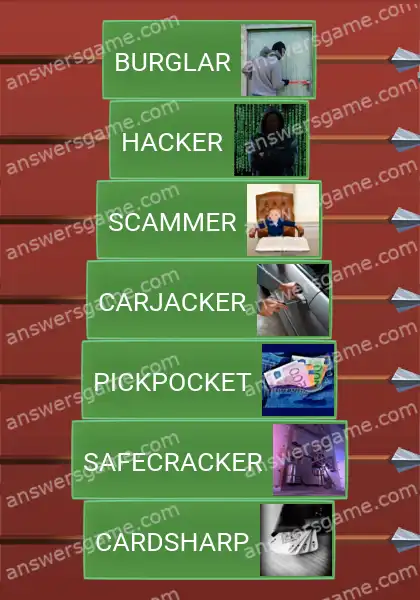 Answers to the game Word Logic Castle 5 To be a thief