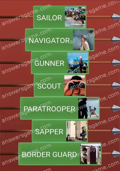 Answers to the game Word Logic Castle 6 You're in the army now