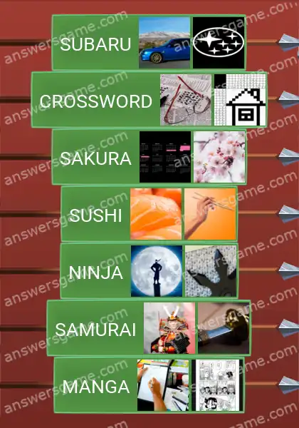 Answers to the game Word Logic Castle 6 The Land of the Rising Sun