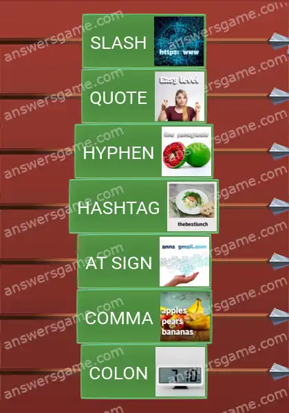 Answers to the game Word Logic Castle 6 Curious punctuation