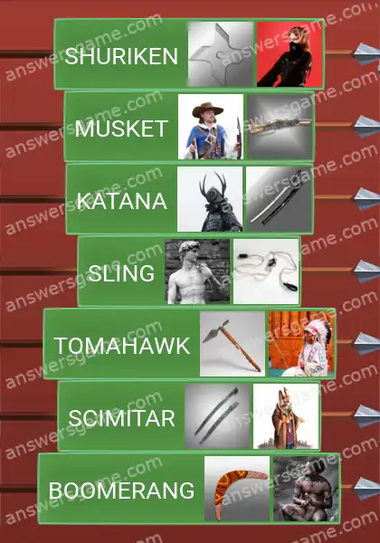 Answers to the game Word Logic Castle 6 Armory