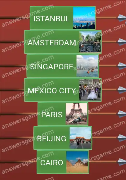 Answers to the game Word Logic Castle 6 Beautiful capitals