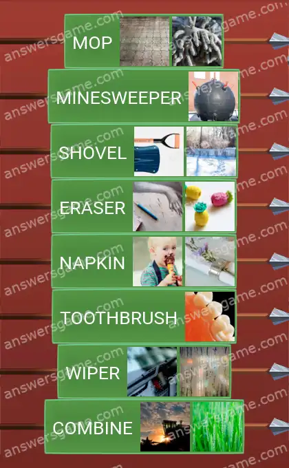 Answers to the game Word Logic Castle 6 Cleaning tools