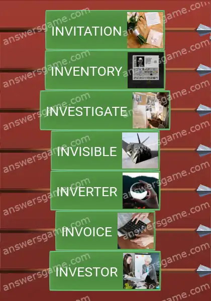 Answers to the game Word Logic Castle 7 Inv-family