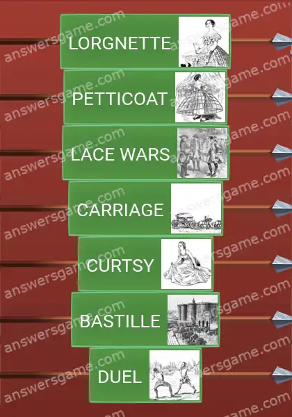 Answers to the game Word Logic Castle 7 La Belle Époque