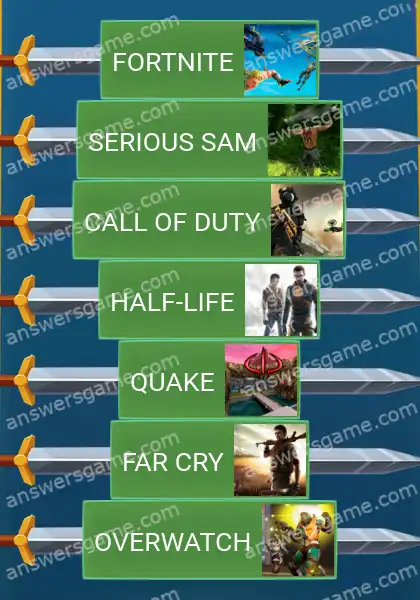 Answers to the game Word Logic Castle 7 Shoot 'em up