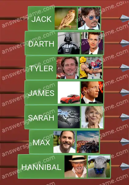 Answers to the game Word Logic Castle 7 What's in the name