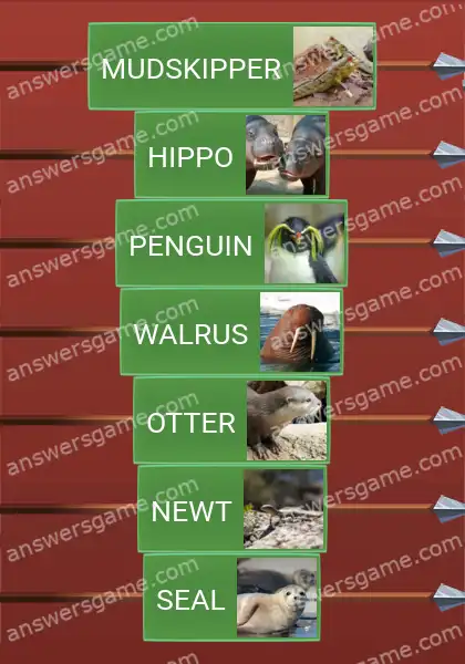 Answers to the game Word Logic Castle 7 In water or on land