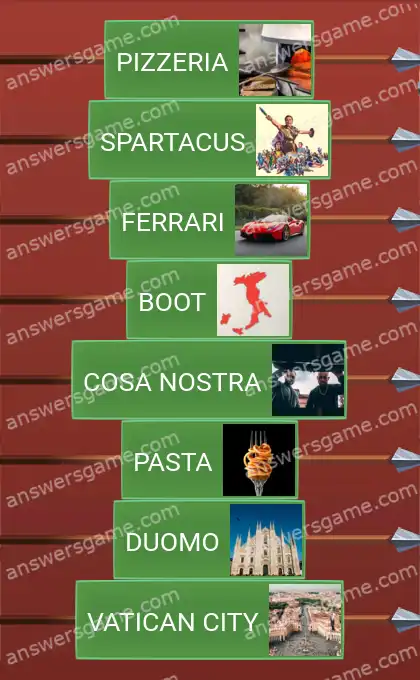 Answers to the game Word Logic Castle 7 Buongiorno