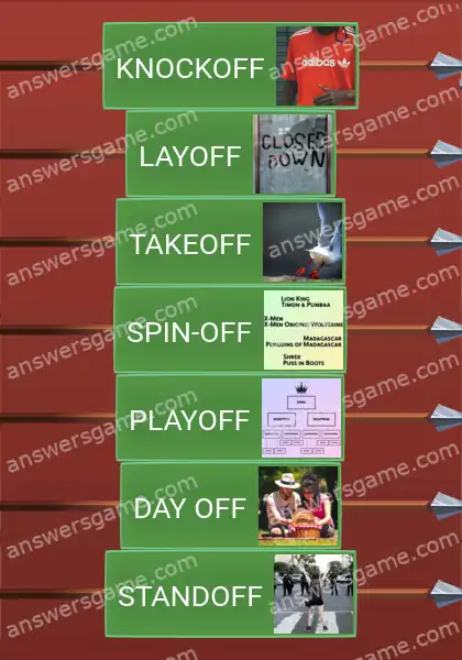 Answers to the game Word Logic Castle 7 The off fiesta