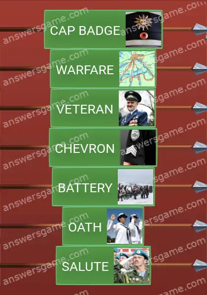 Answers to the game Word Logic Castle 7 Army life
