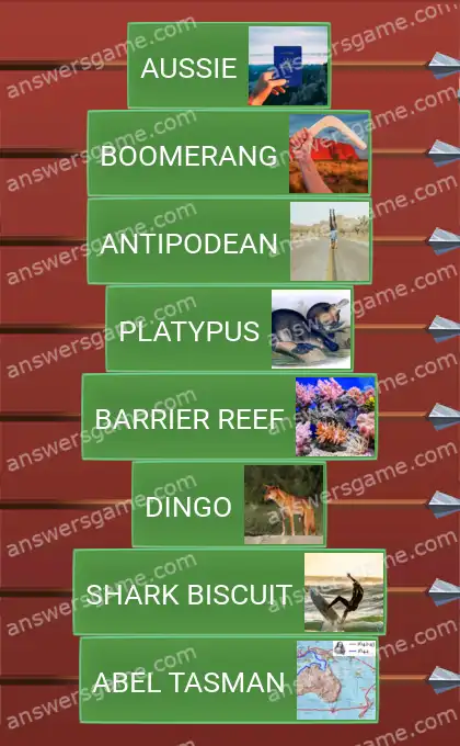 Answers to the game Word Logic Castle 7 Down under