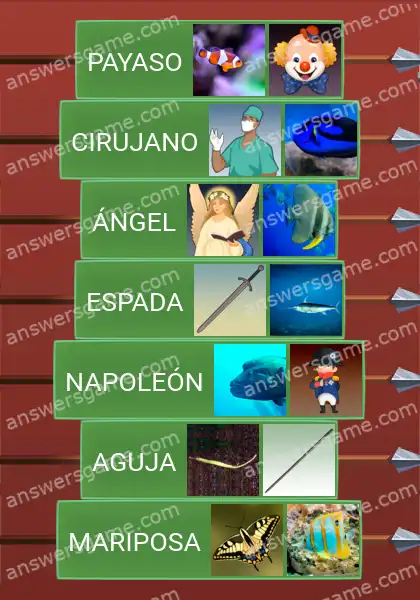Respuestas al juego Word Logic Castillo 1 Nombres de peces compuestos