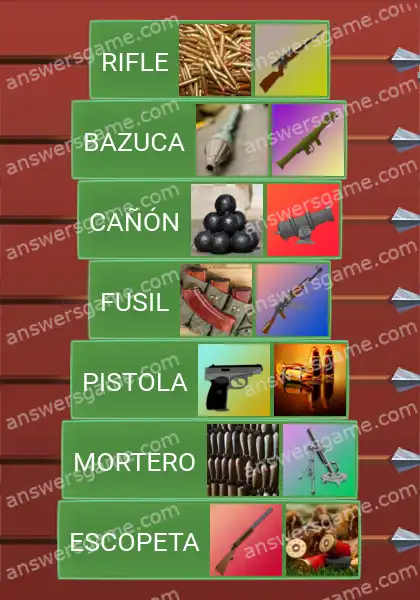 Respuestas al juego Word Logic Castillo 2 Armas de fuego