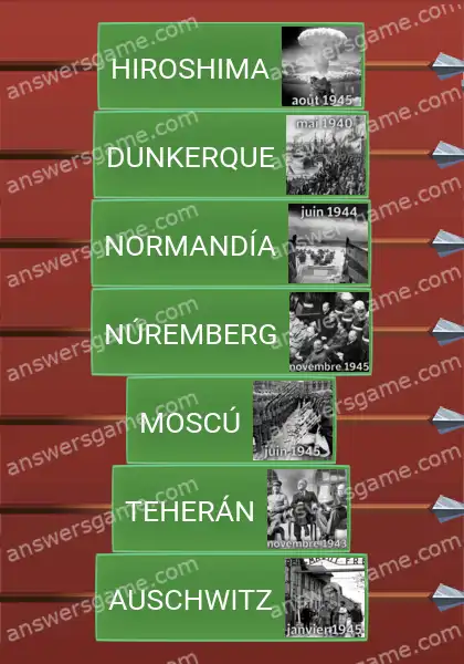 Respuestas al juego Word Logic Castillo 3 Sucesos de la 2.ª Guerra Mundial
