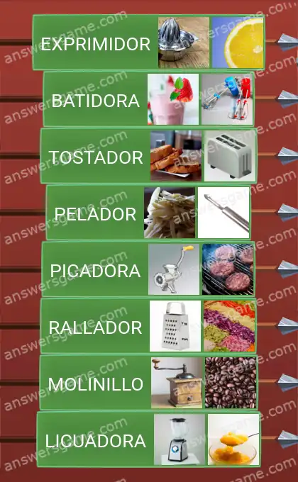 Respuestas al juego Word Logic Castillo 3 Artículos de cocina