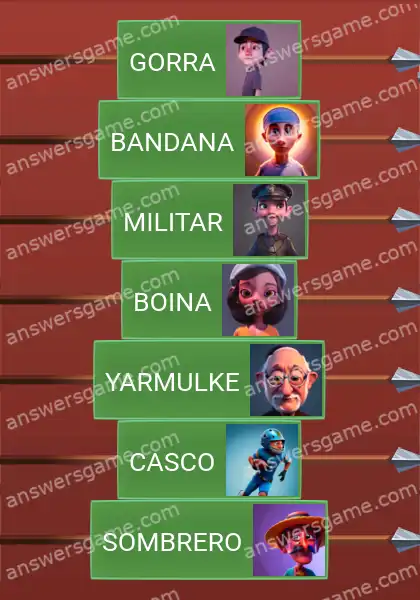 Respuestas al juego Word Logic Castillo 3 Prendas para la cabeza