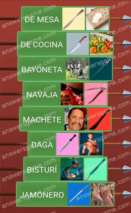 Respuestas al juego Word Logic Castillo 4 Cuchillos