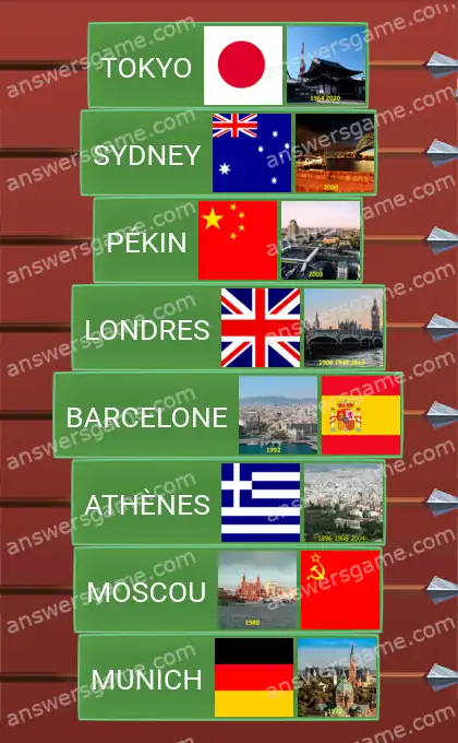 Les solutions pour le jeu Word Logic Chateau 1 Villes olympiques