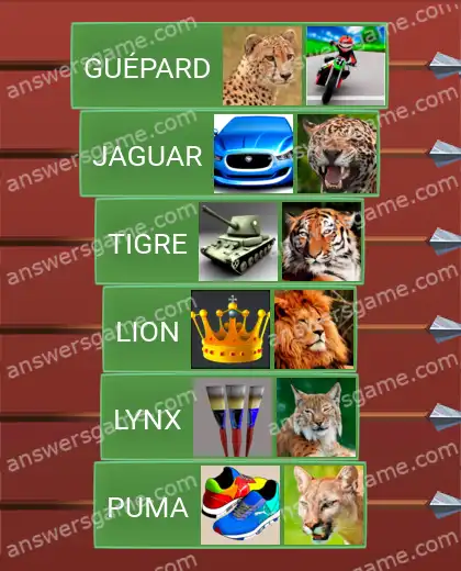 Les solutions pour le jeu Word Logic Chateau 1 Félins