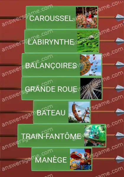 Les solutions pour le jeu Word Logic Chateau 2 Parc d'attraction
