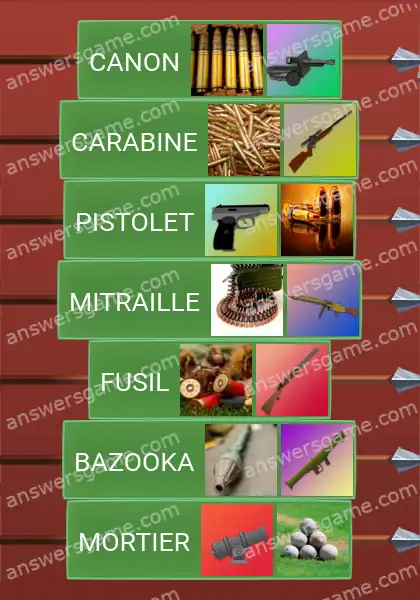 Les solutions pour le jeu Word Logic Chateau 2 Armes à feu