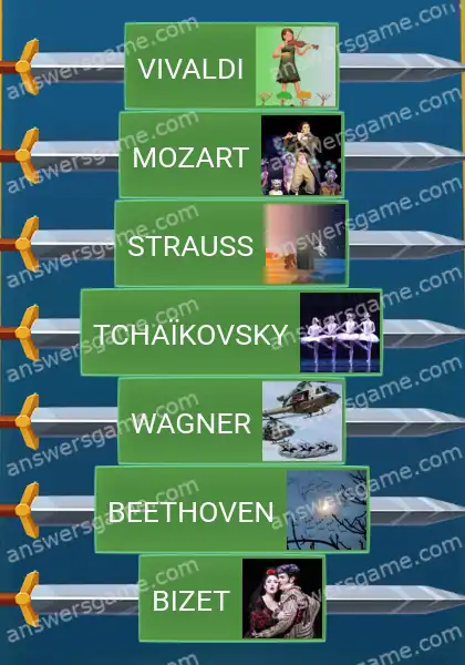 Les solutions pour le jeu Word Logic Chateau 3 Compositeurs