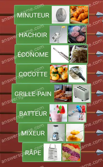 Les solutions pour le jeu Word Logic Chateau 3 Matériel de cuisine
