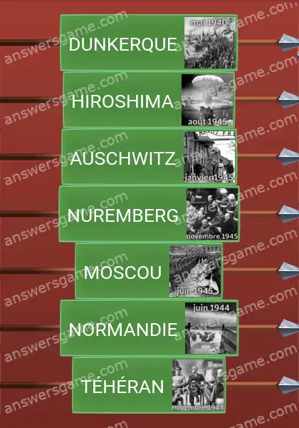 Les solutions pour le jeu Word Logic Chateau 3 Théâtres de la Seconde GM