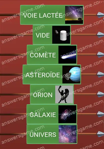 Les solutions pour le jeu Word Logic Chateau 4 Dans l'espace