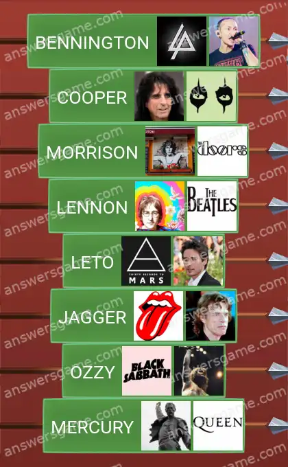 Les solutions pour le jeu Word Logic Chateau 4 Légendes du rock