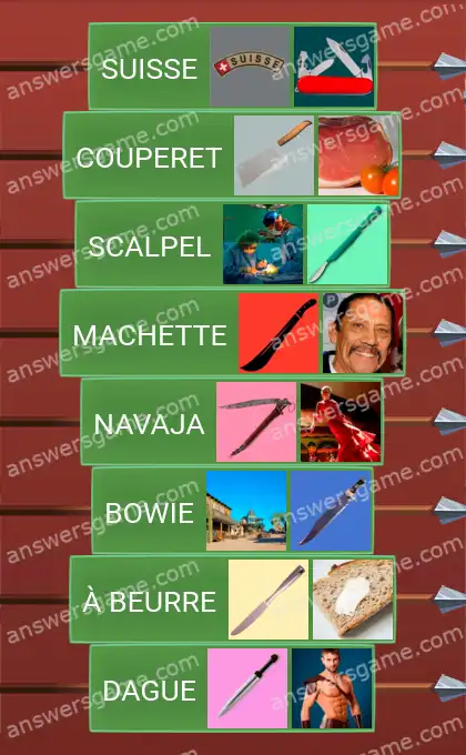 Les solutions pour le jeu Word Logic Chateau 4 Couteaux