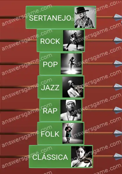 Respostas ao jogo Word Logic Castelo 1 Gêneros musicais