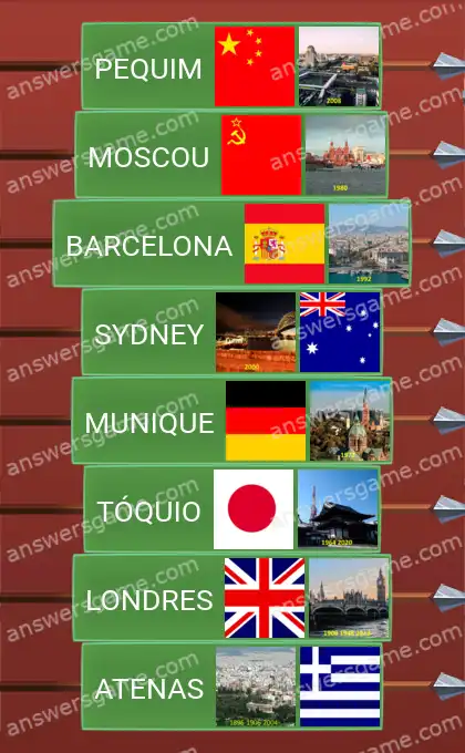 Respostas ao jogo Word Logic Castelo 1 Sedes dos Jogos Olímpicos