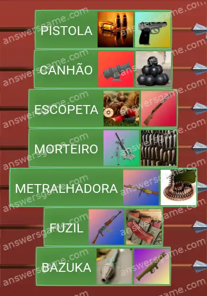 Respostas ao jogo Word Logic Castelo 2 Armas de fogo
