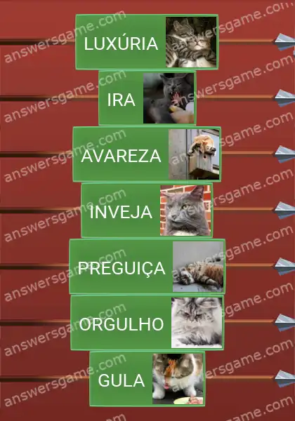 Respostas ao jogo Word Logic Castelo 2 Sete pecados capitais