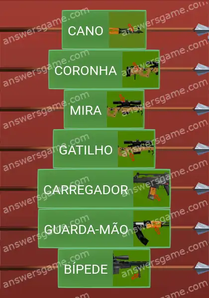 Respostas ao jogo Word Logic Castelo 2 Peças de uma arma