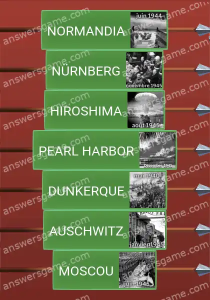 Respostas ao jogo Word Logic Castelo 3 Eventos da Segunda Guerra