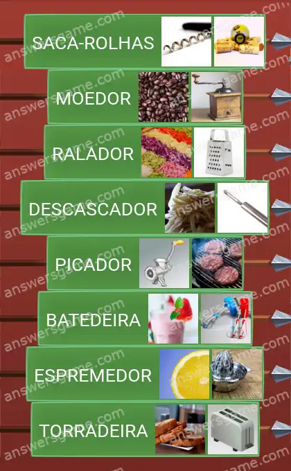 Respostas ao jogo Word Logic Castelo 3 Artigos de cozinha